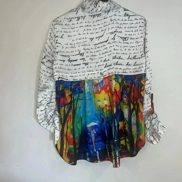 John Mark Artsy French Street & Print Long Sleeve Button Tunic S Blogger Fave - Picture 6 of 12